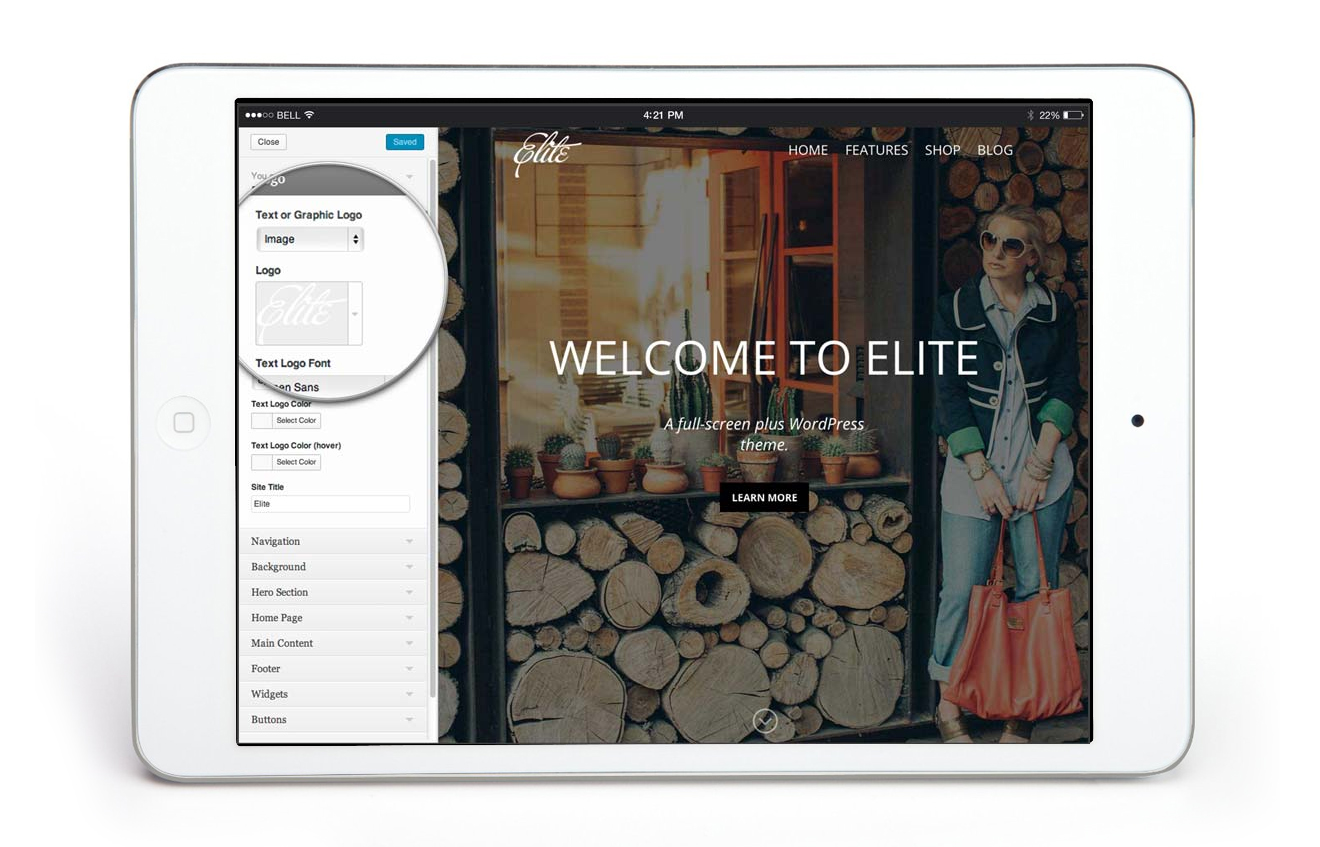 Elite Theme Customizer iPad